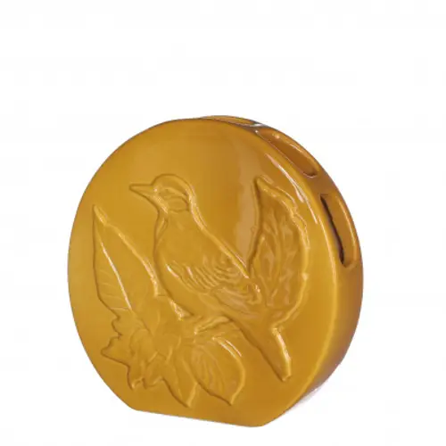 Keramik Vase Vogel gelb 20x06x20cm