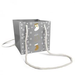 Tasche Deko Socke grau 13x13x13cm