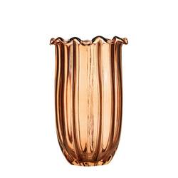 Glas Vase Lotus braun D06.5cm H25cm
