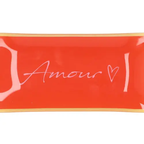 Teller Rechteck Amour orange 20x10x02cm