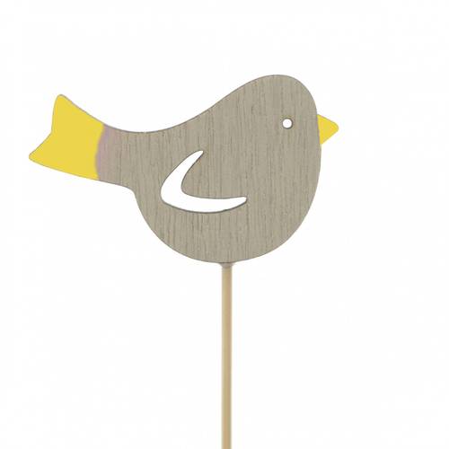 Vogel Leah auf Stab gelb D05.5cm L10cm
