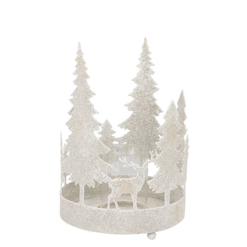 Metall Teelicht Kaya Xmas weiss 16x27cm