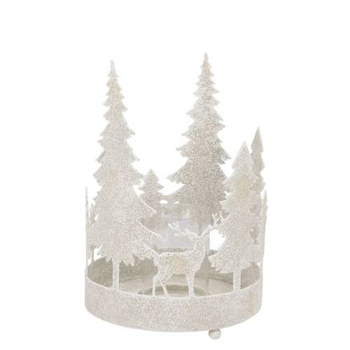Metall Teelicht Kaya Xmas weiss 16x27cm