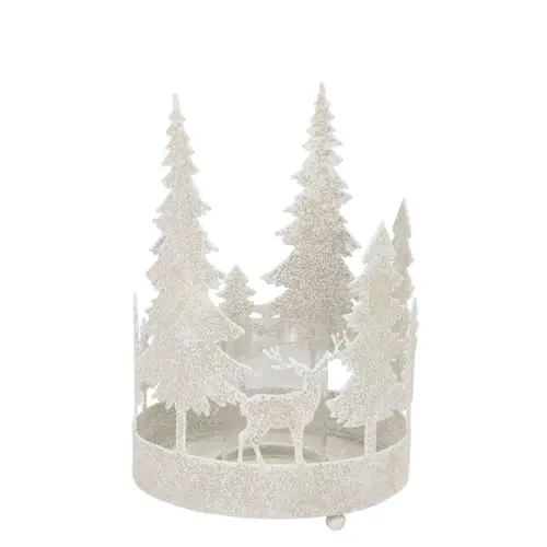 Metall Teelicht Kaya Xmas weiss 16x27cm