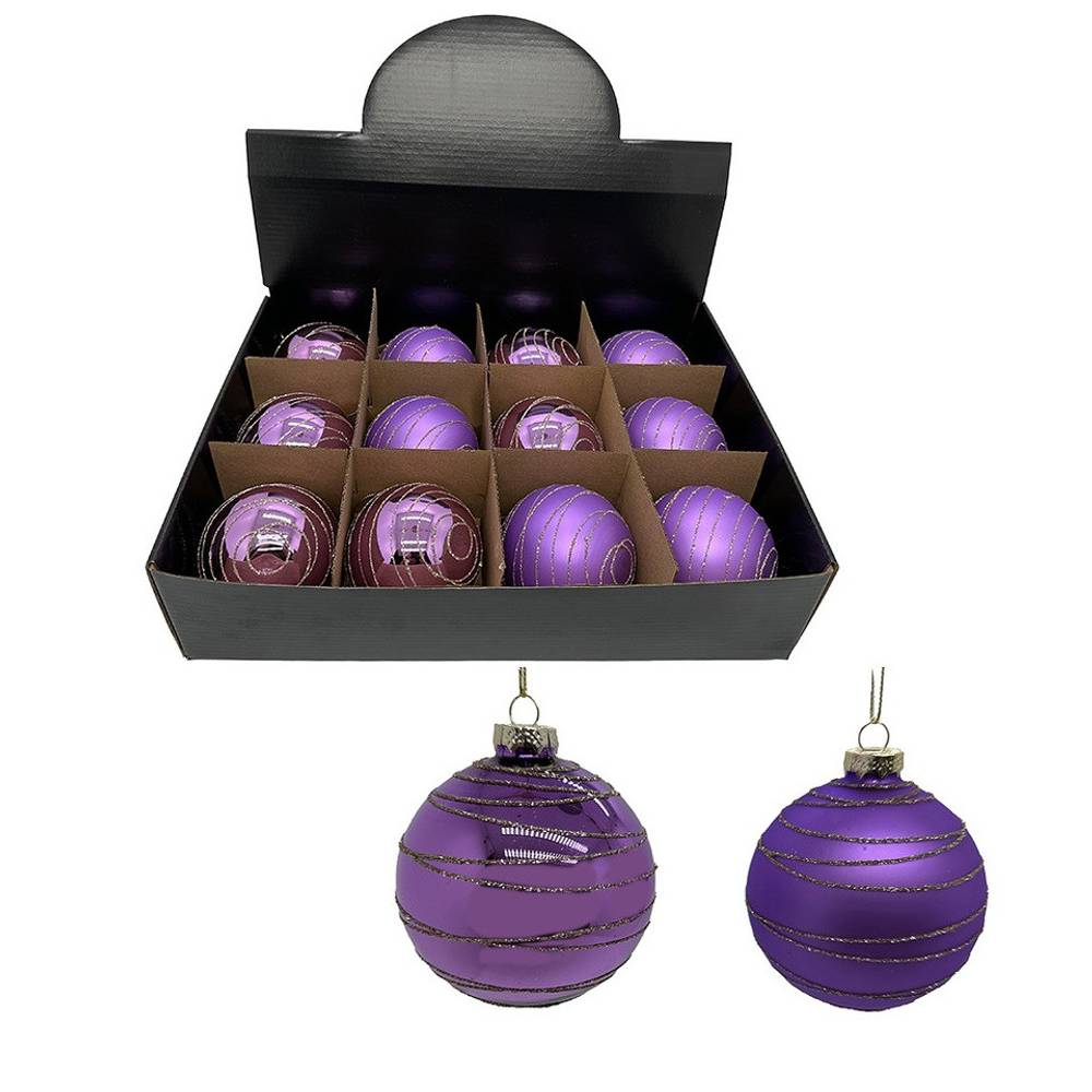 Deko Kugel Lines mix lila D08cm 