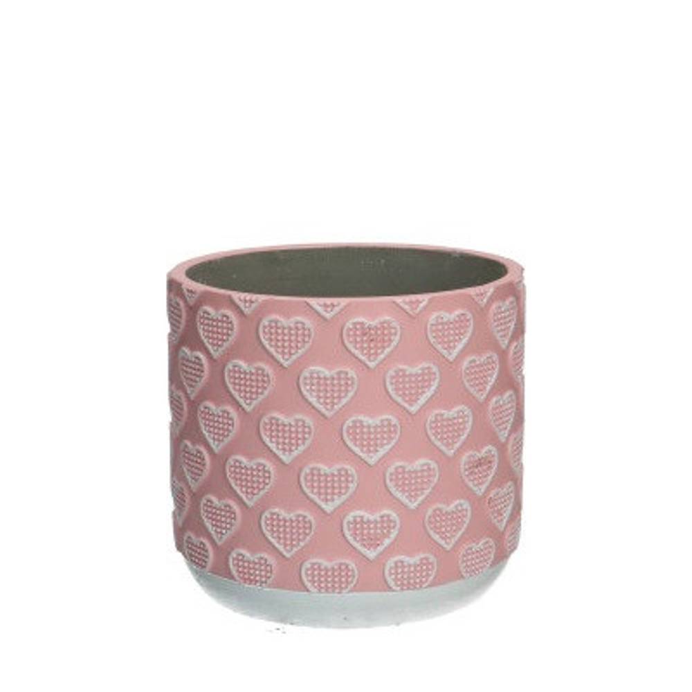 Keramik Übertopf Love rosa D13.5cm H12.5cm