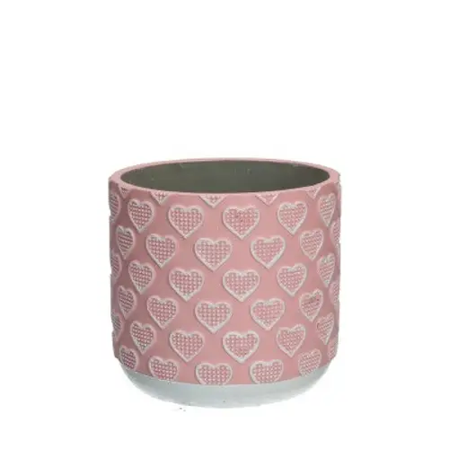 Keramik Übertopf Love rosa D13.5cm H12.5cm