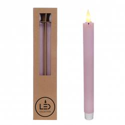 LED Tischkerze hellrosa D2.1cm L25cm 2st ex.AAA