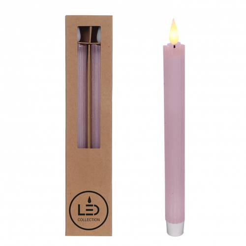 LED Tischkerze hellrosa D2.1cm L25cm 2st ex.AAA