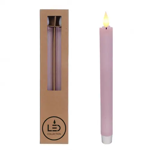 LED Tischkerze hellrosa D2.1cm L25cm 2st ex.AAA