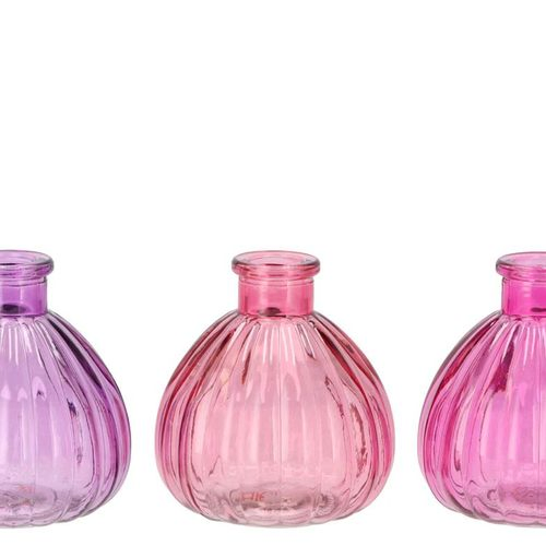 Glas Flasche Karakum Pink mix D09cm H10cm