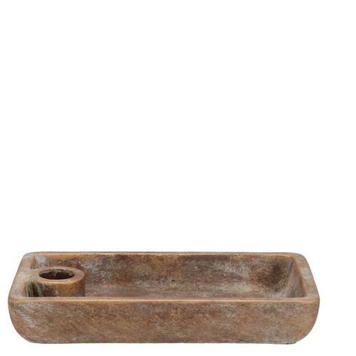 Kerzenhalter mit Teller Beton gold 20x12x4cm