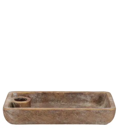 Kerzenhalter mit Teller Beton gold 20x12x4cm