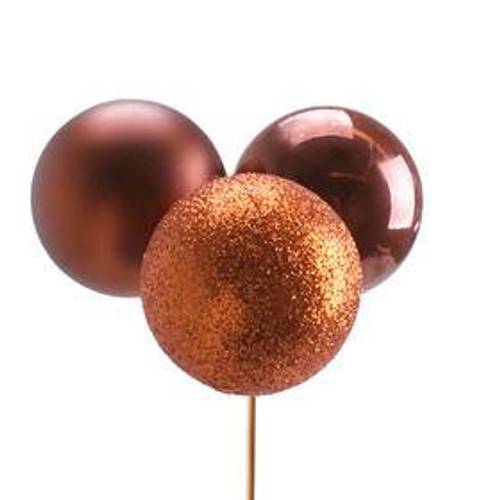 Kugel Trio auf Stab kupfer L50cm D04cm