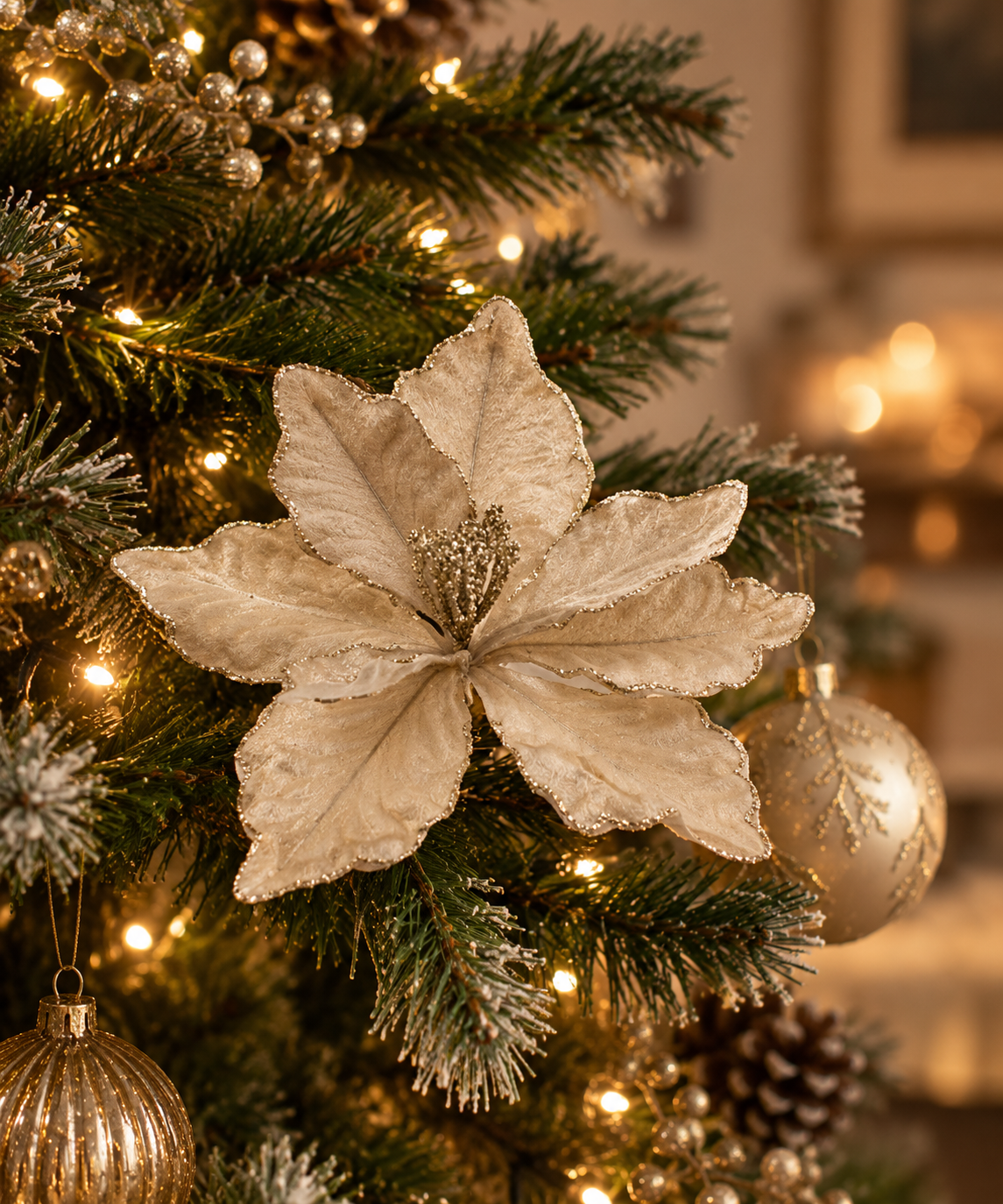 Klammer Poinsettia champagne D23cm H20cm