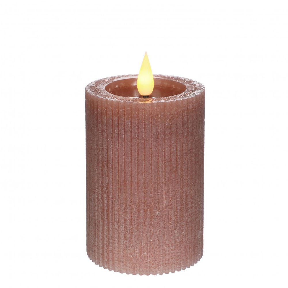 LED Stumpfkerze rosa D07cm H10cm ex.AAA