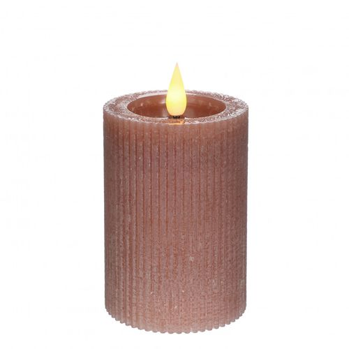 LED Stumpfkerze rosa D07cm H10cm ex.AAA