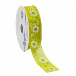 Band Organza Flowers gelb 25mm 20m