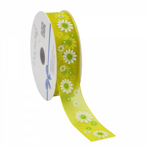 Band Organza Flowers gelb 25mm 20m