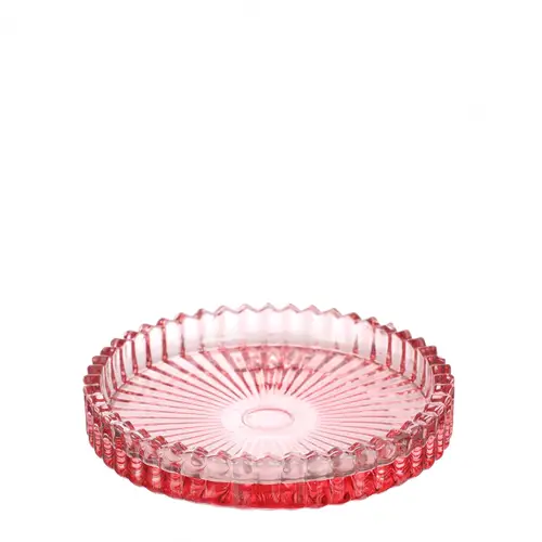 Glas Untersetzer rosa D10cm