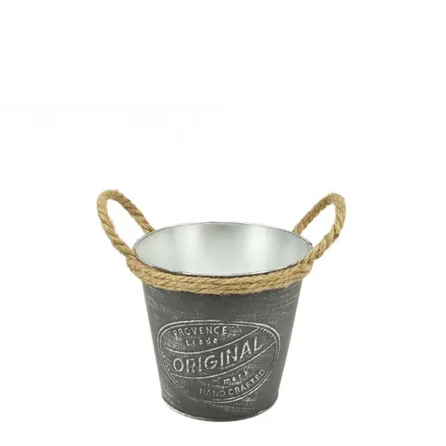 Zink Übertopf Provence grau D14cm H14cm
