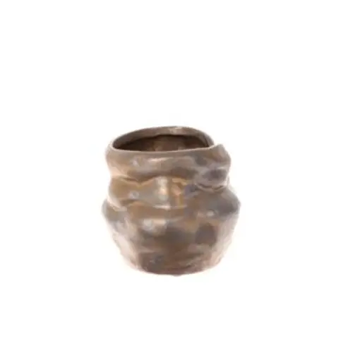 Keramik Übertopf Felsen bronze D13cm H12cm