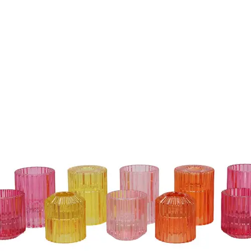 Glas Teelicht Bicolore mix Dutch 06x07cm