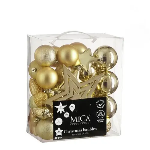 Kugel Plastik mix gold D08cm x40