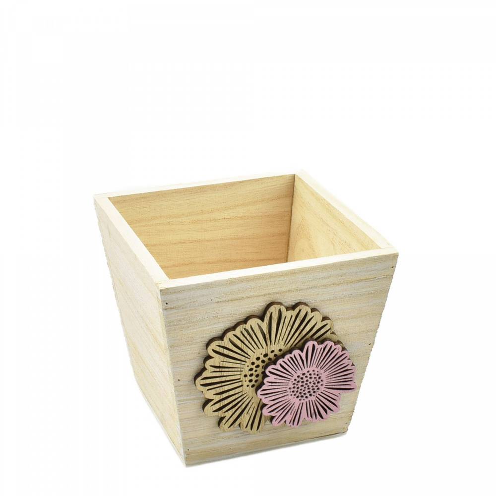 Holz Übertopf Dona rosa/gelb D11cm H10cm