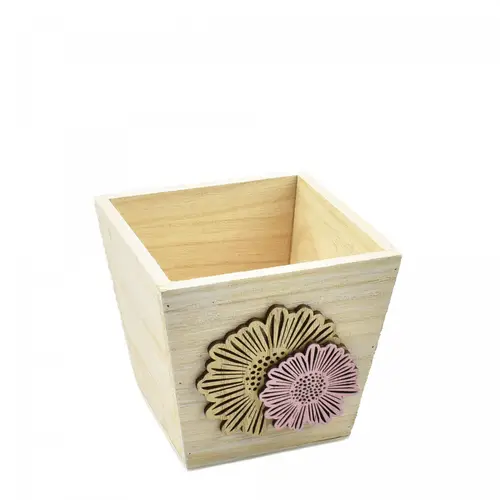 Holz Übertopf Dona rosa/gelb D11cm H10cm