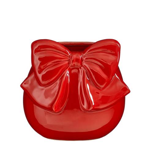 Keramik Vase Schleife rot D25.5cm H24cm