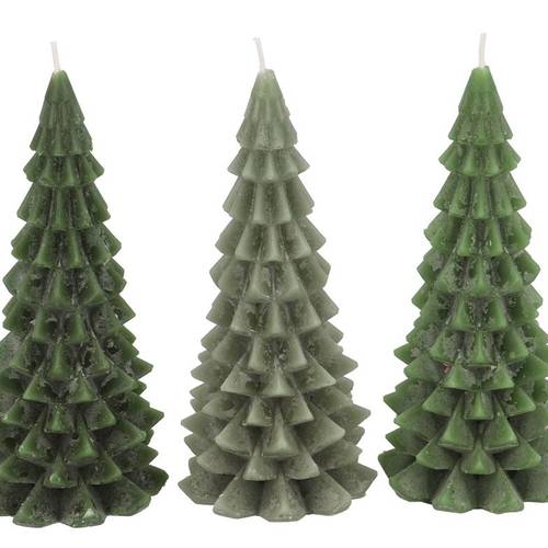 Kerze Baum Frost mix grün 09x20cm