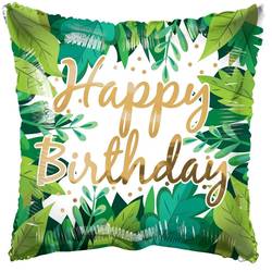 Ballon Eco Happy Birthday 4eck D45cm