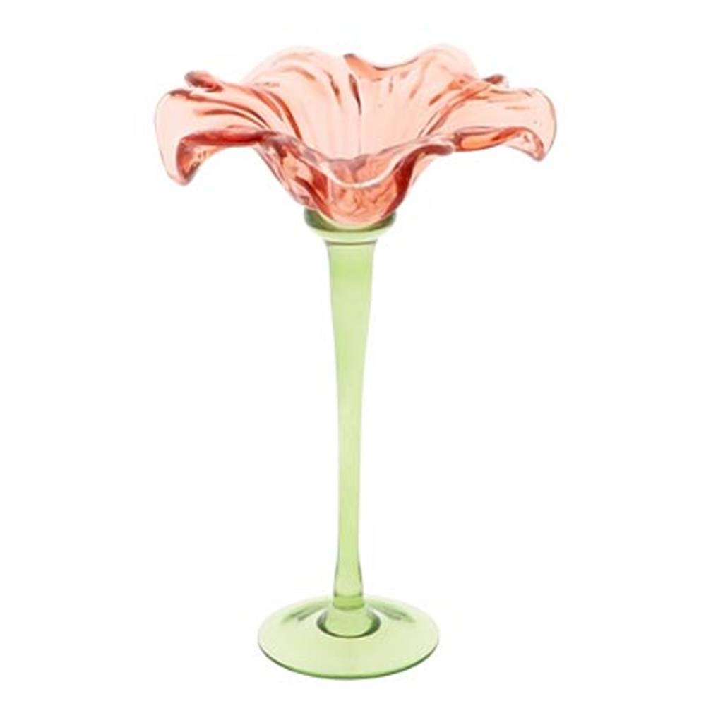 Glas Teelicht Blume rot D16.5cm H24.5cm