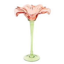 Glas Teelicht Blume rot D16.5cm H24.5cm