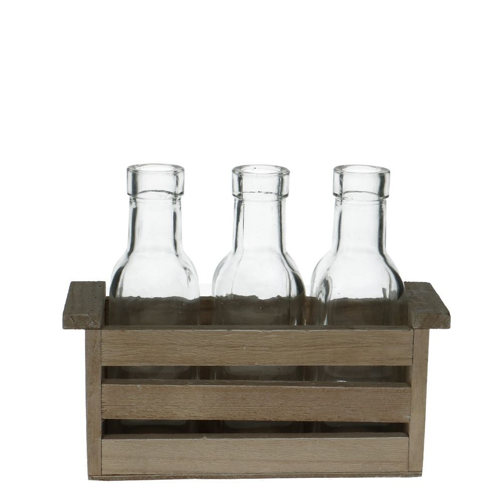 Kiste+3flasche Aus Glas D3/5x15cm