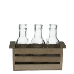 Kiste+3flasche Aus Glas D3/5x15cm