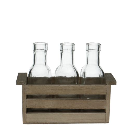Kiste+3flasche Aus Glas D3/5x15cm