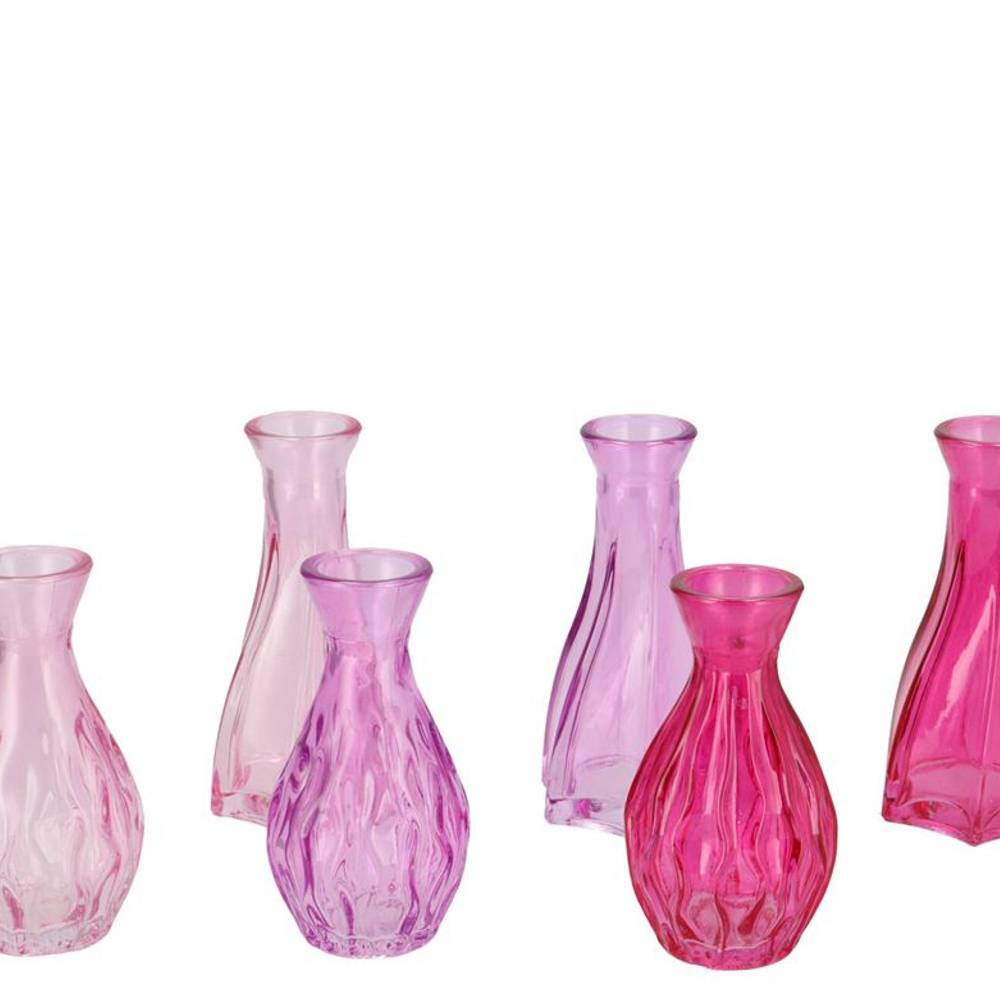 Glas Flasche Fenna rosa mix D06cm H12cm
