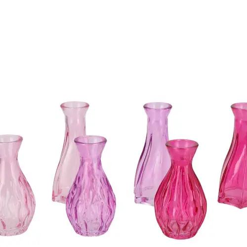 Glas Flasche Fenna rosa mix D06cm H12cm