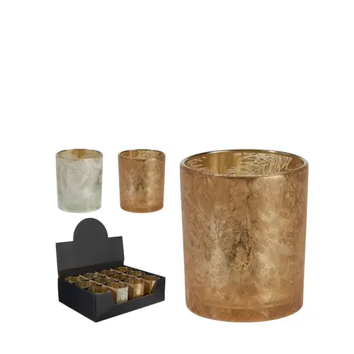 Glas Teelicht mix in Display D07cm H08cm 