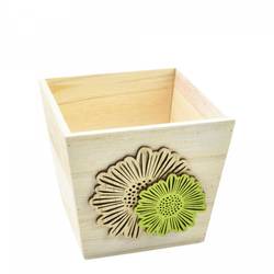 Holz Übertopf Dona grün D13.5cm H12cm