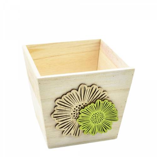 Holz Übertopf Dona grün D13.5cm H12cm