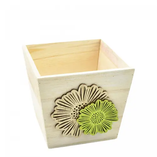 Holz Übertopf Dona grün D13.5cm H12cm