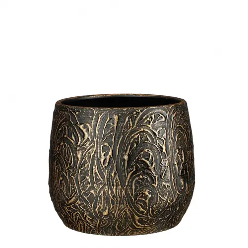 Keramik Übertopf Arthur schwarz/gold D25.5cm H20cm