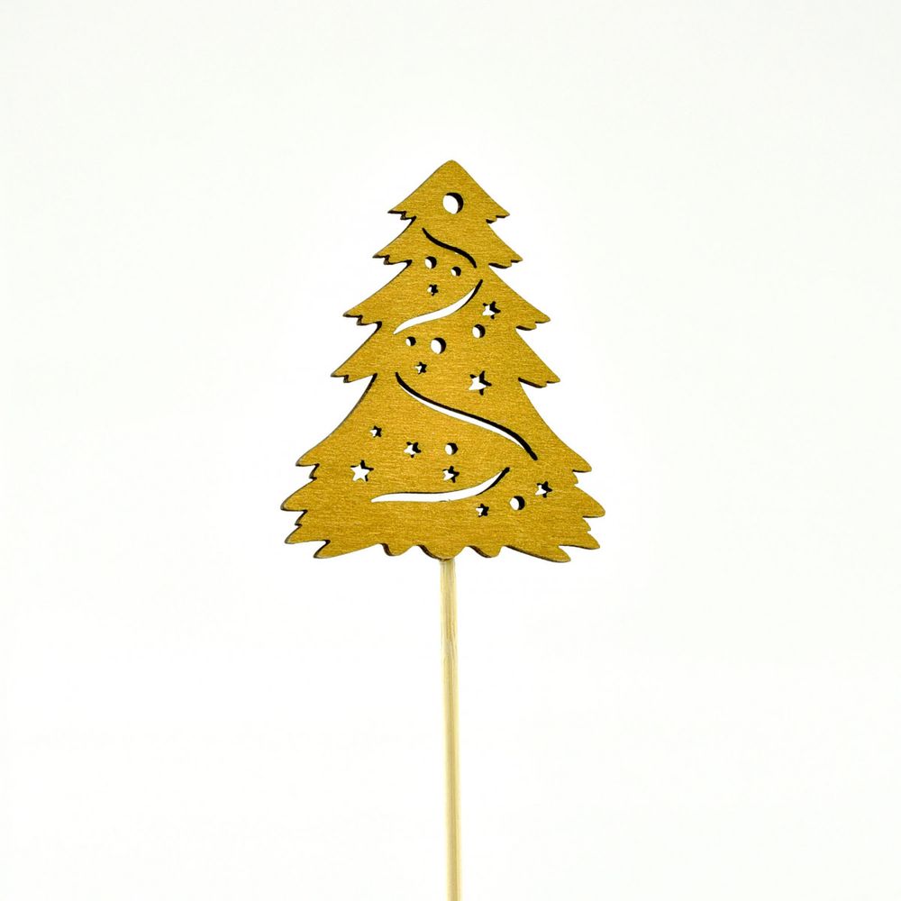 Weihnachtsbaum auf Stab gold D07cm H20cm