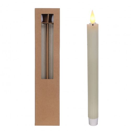 LED Tischkerze creme D02.1x25cm 2st ex.AAA