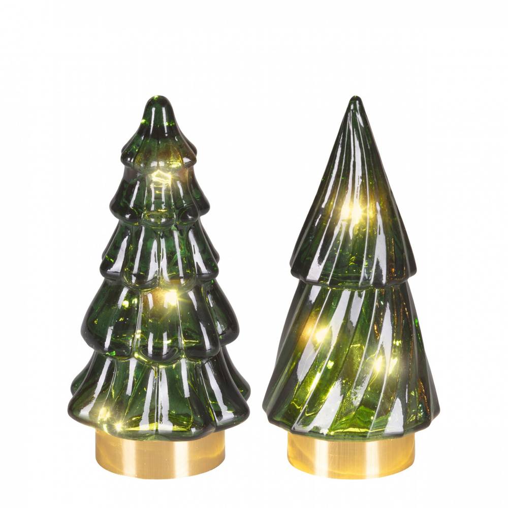 LED Baum Glas mix grün D06cm H13cm