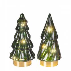 LED Baum Glas mix grün D06cm H13cm