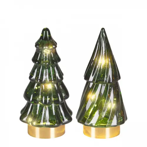 LED Baum Glas mix grün D06cm H13cm